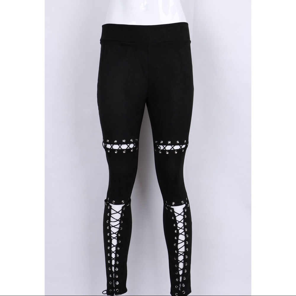 NEW! Suede Lace-up Pants - Picture 4 of 8